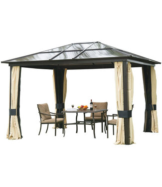 Sunny Sunny Luxe paviljoen alu zwartbruin met transparant PC dak 300 x 360 x 265cm