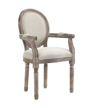 HOMdotCOM HOMdotCOM Eetkamerstoel met armleuningen, retro design gestoffeerde stoel, crème wit hout