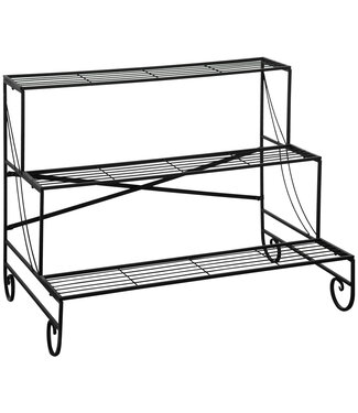 Sunny Sunny metalen bloemenrek 3 lagen zwart 95 x 63 x 72 cm