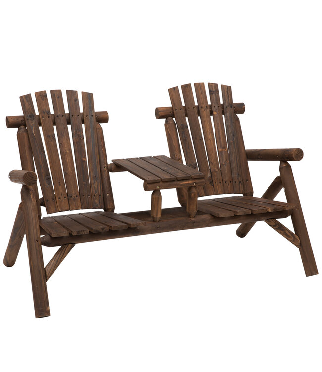 Sunny Tuinbank met tafel tuinmeubel zitbank 2 stoelen massief hout bruin