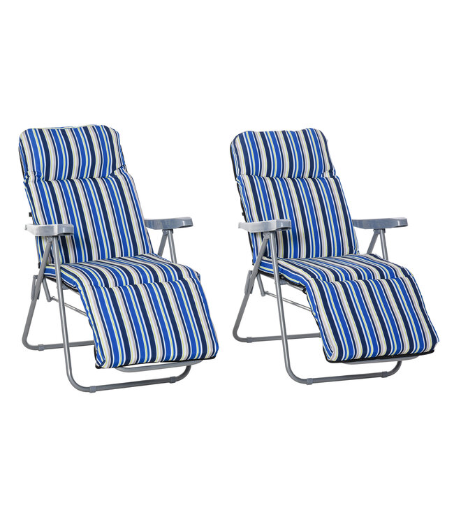 Sunny ligstoel set met kussens opvouwbaar blauw 60 x 75 x 65-102 cm