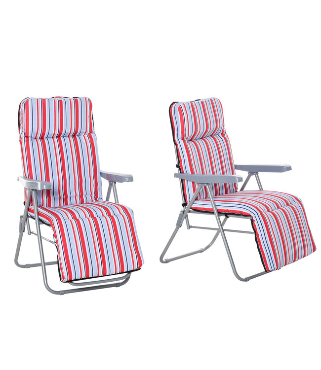 Sunny ligstoel set met kussens opvouwbaar rood 60 x 75 x 65-102 cm