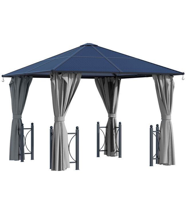 Sunny Paviljoen partytent met zijdelen PC dak aluminium bruin 3,45 x 2,8 m