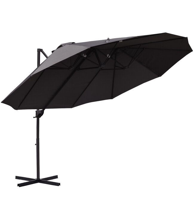 Sunny parasol met zwengel dubbele parasol tuinparasol zonwering metaal grijs