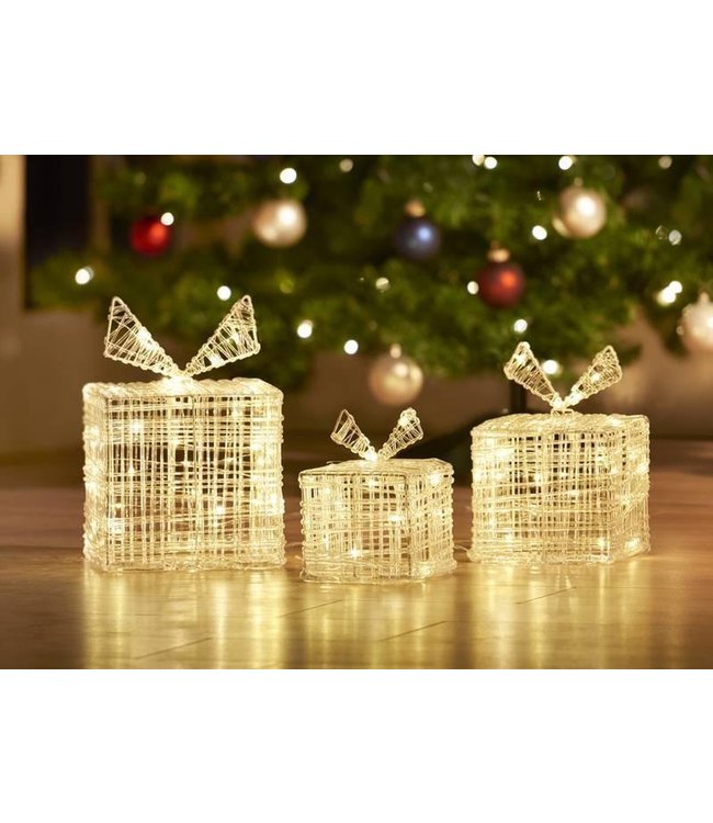 Nampook | Set van 3 Verlichte Geschenkdozen met 40 LED's - 20cm Hoog