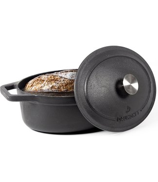 Daumonet Daumonet Gietijzeren Braadpan 3L Ovaal - Inductie Sudderpan Zwart - Ø29CM - Hittebestendig tot 300°C - Zwart