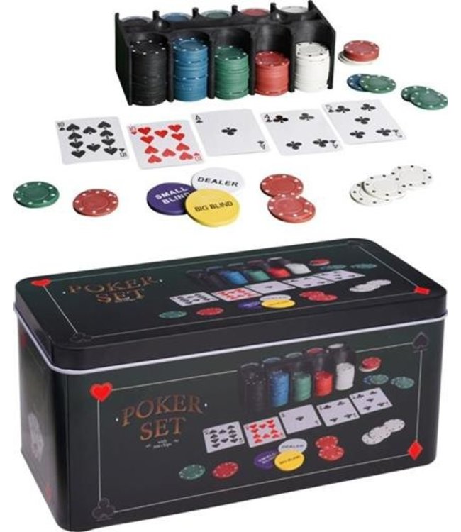 Pokerstars- Pokerset INCLUSIEF 200 fiches, tafelkleed, speelkaarten en opbergdoos