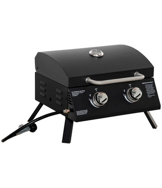 Sunny Sunny Mobiele Gasbarbecue - 2 branders - Zwart - 55 x 46,5 x 41 cm