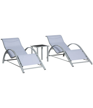 Sunny Sunny Tuinset 3-delig - ligstoelen met bijzettafel - Grijs