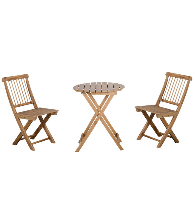 Sunny Bistroset 3 st. Opvouwbare houten tuinset balkonset bistrotafel met 2 stoelen tuinmeubelen naturel