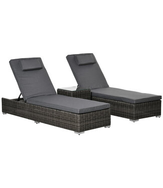 Sunny Sunny Rotan ligstoel rotan meubels tuinset relaxstoel bijzettafel lounge weerbestendige UV-bestendige wielen oprolbare verstelbare kussens tuin outdoor relax 2-zits 2 personen