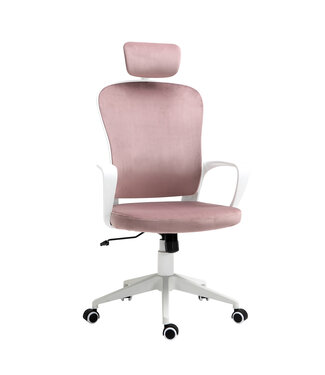 Vinsetto Vinsetto Bureaustoel ergonomisch - Fluweel Polyester - Roze - 63 x 64 x 118-128 cm
