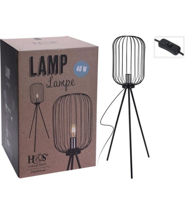 Industriële Staande Lamp - metaal en hout - 102 cm - Home & Styling - Wonen & Inrichting - Verlichting - Vloerlampen