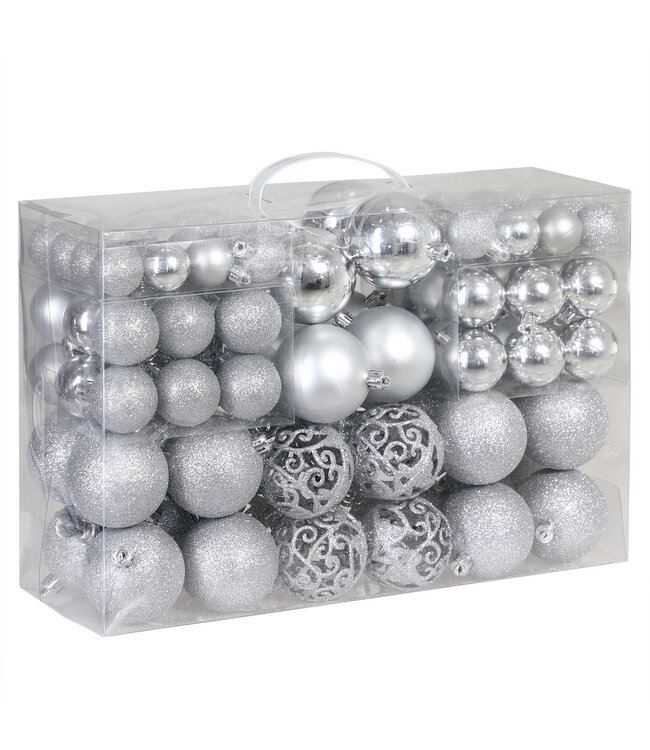 Casaria Kerstballen - Kerstboomversiering - Kerstboom decoratie - Zilver 100 St.