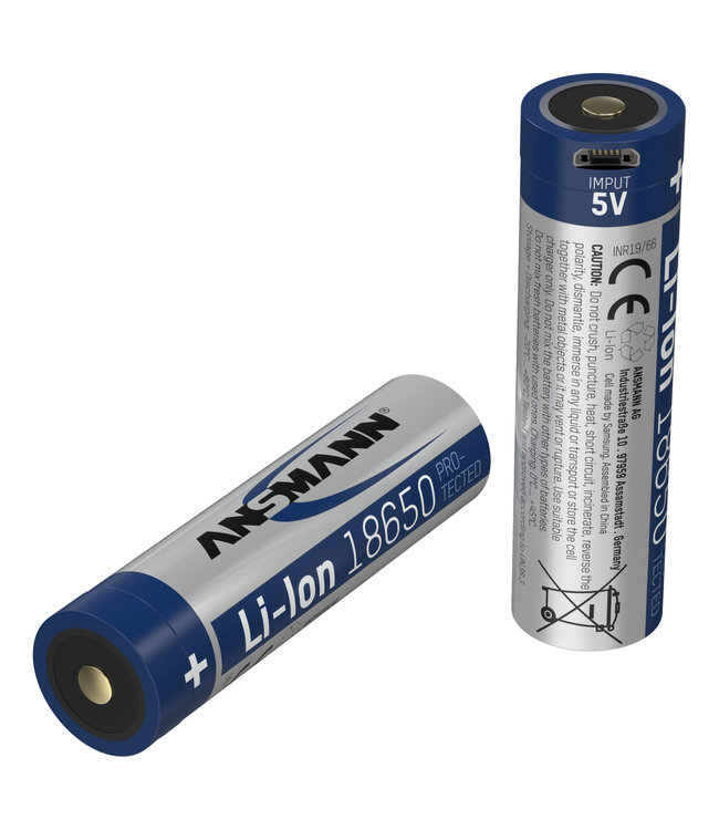 Ansmann Li-Ion batterij 18650 met 2600 mAh en Micro-USB laadaansluiting