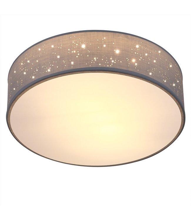 Plafondlamp – Sterrenhemel – Rond - Ø 30cm – 40 Watt - Stof -Grijs