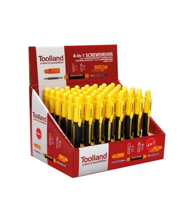 Toolland Toonbankdisplay inclusief producten - 48 stuks - 4-in-1 Schroevendraaierset - Pocketset