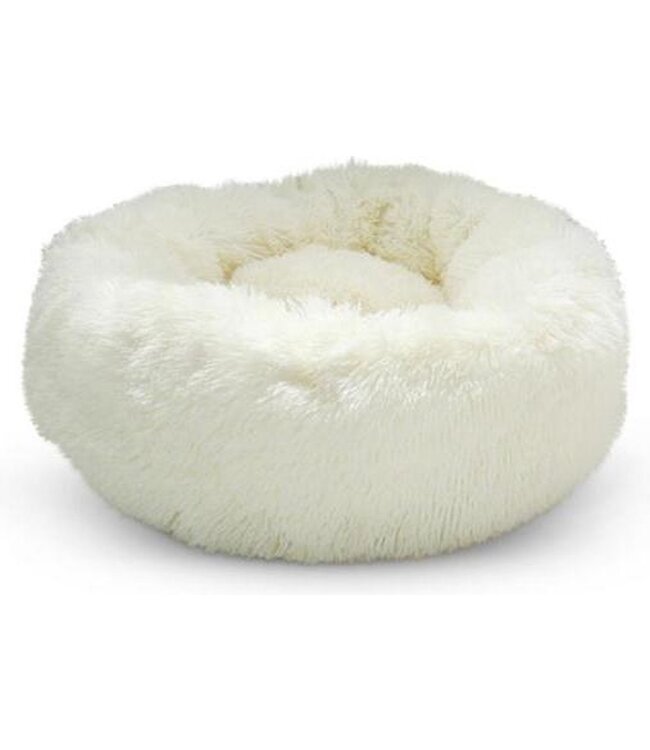 Snoozle Donut Hondenmand - Zacht en Luxe Hondenkussen - Wasbaar - Fluffy - Hondenmanden - 60cm - Wit