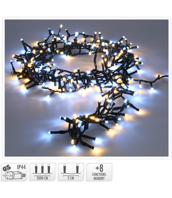 Kerstverlichting Clusterverlichting 1000LED – 20 meter – warm wit - 2in1