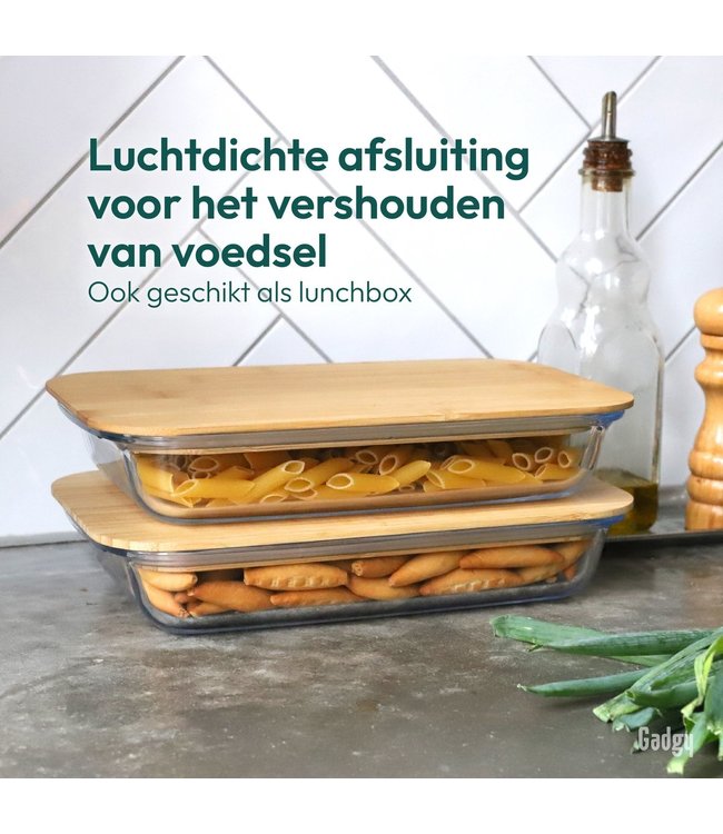 Gadgy Gadgy Glazen Vershoudbakjes - 2 Bakjes met Deksel - Meal Prep - BPA-vrij - Diepvries / Magnetron / Oven / Vaatwasser