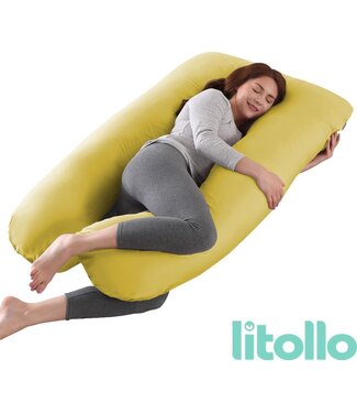 Litollo Litollo® Zwangerschapskussen XXL - 280cm - Afneembare hoes - Okergeel