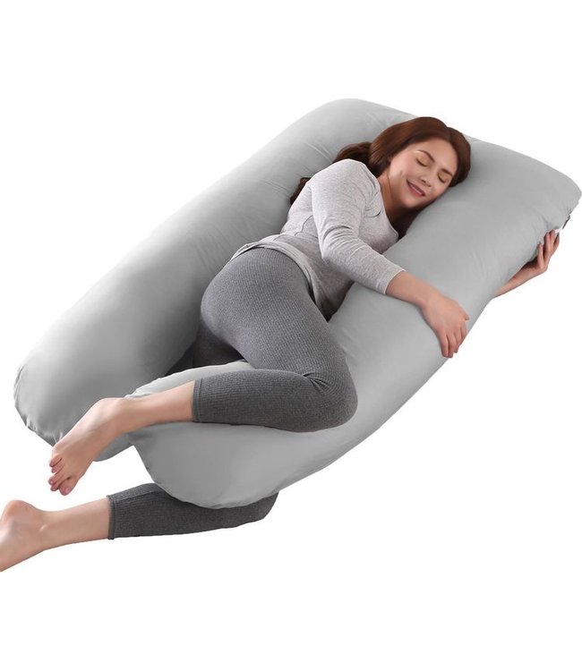 Litollo® Zwangerschapskussen XXL - Voedingskussen - Lichaamskussen - Body pillow - 280cm - Afneembare hoes - Grijs