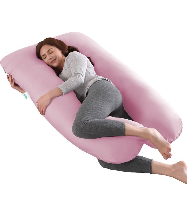 Litollo® Zwangerschapskussen XXL - Voedingskussen - Lichaamskussen - Body pillow - 280cm - Afneembare hoes - Roze