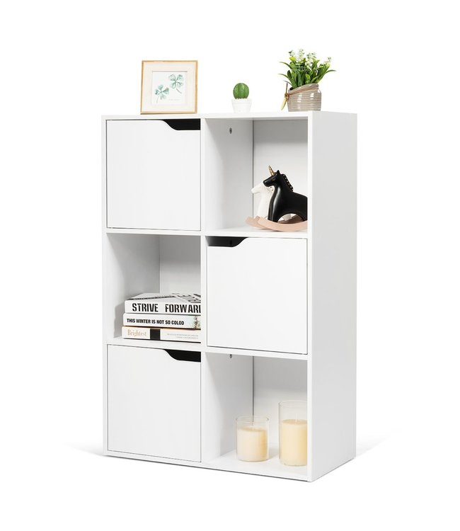 Coast Coast Houten Boekenkast Met 3 Open En 3 Gesloten Vakken - 60 cm x 29 cm x 90 cm