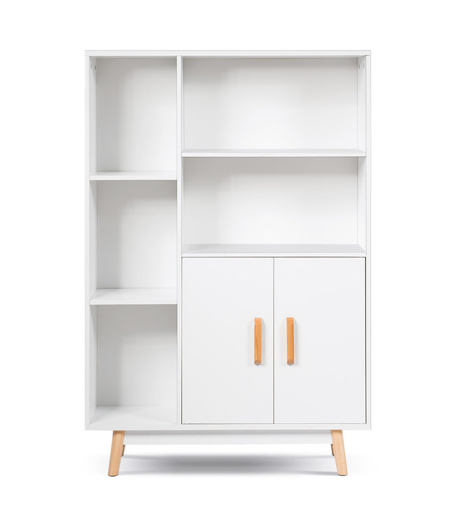 Coast Coast Moderne Houten Boekenkast Met 2 Deuren Voor Thuis en Kantoor - 80 x 24 x 119 cm - Wit