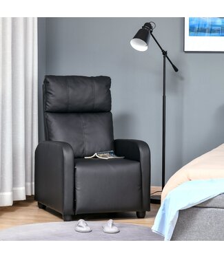 HOMdotCOM HOMdotCOM Relaxfauteuil met ligfunctie Eco-leer zwart 69,5 x 89,5 x 104,5cm