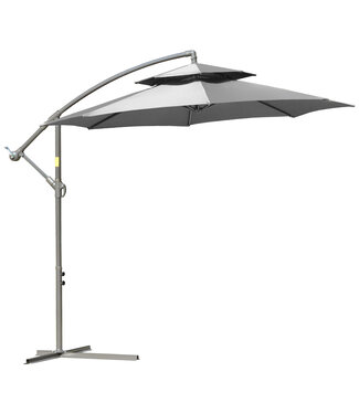 Sunny Sunny Parasol Ø2,67 x 2,7 m Slingerparasol met dubbel dak Kruisvoet Staal Outdoor Polyester Staal Lichtgrijs