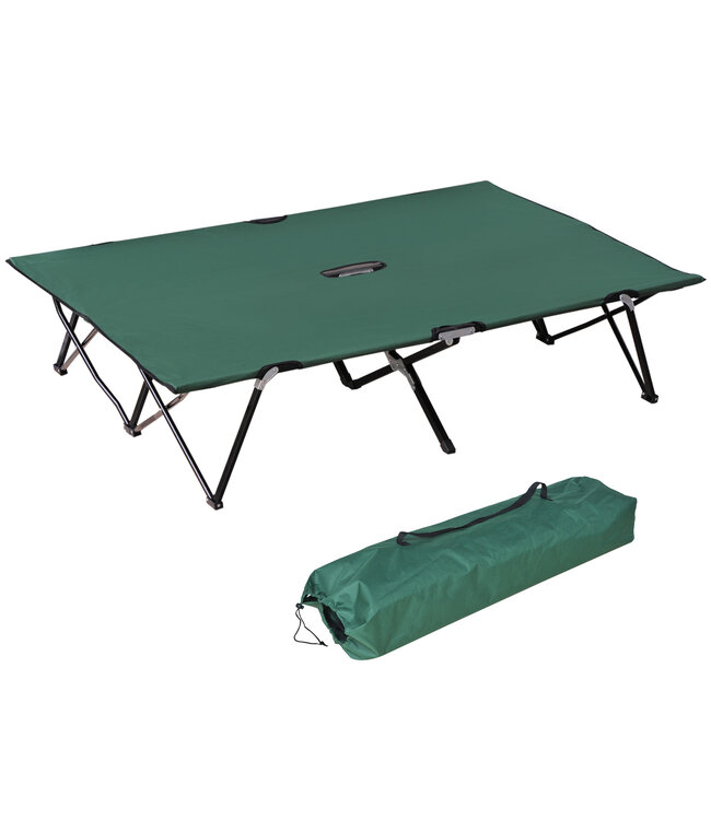 Sunny Campingbed Opvouwbaar voor 2 Personen met Draagtas Belastbaar tot 136 kg Staal Oxford Groen 193 x 125 x 40 cm