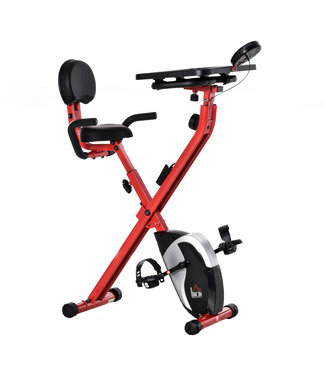 HOMdotCOM HOMdotCOM Hometrainer F-Bike met 8-traps weerstand staal ABS rood 97-107 x 53 x 22 cm