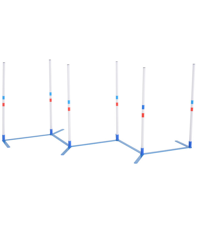 Paws Honden slalompalen behendigheidstraining voor huisdieren Inclusief tas PE wit + blauw