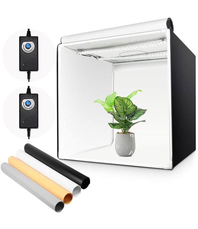 Yorbay Fotobox Fotostudio Met Dimbare LED-verlichting 4 Achtergrondfolies Voor Fotografie - 60x60x60cm