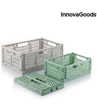 InnovaGoods InnovaGoods Boxtor - Multifunctionele opbergkratten - 3 Delig - Grijs/Groen