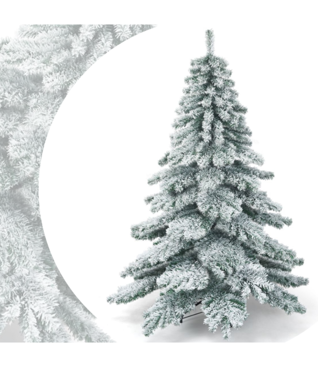 Santa's - Kunstkerstboom - Met Sneeuwvlokken - 657 Takken - Groen en Wit - 180 cm