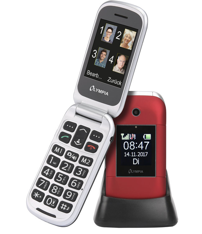 Olympia Janus mobiele telefoon met extra grote toetsen en geïntegreerde camera met flitslicht wit