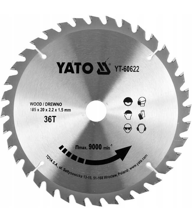 YATO Cirkelzaagblad Ø185 mm - 36 T - binnendiameter 20 mm