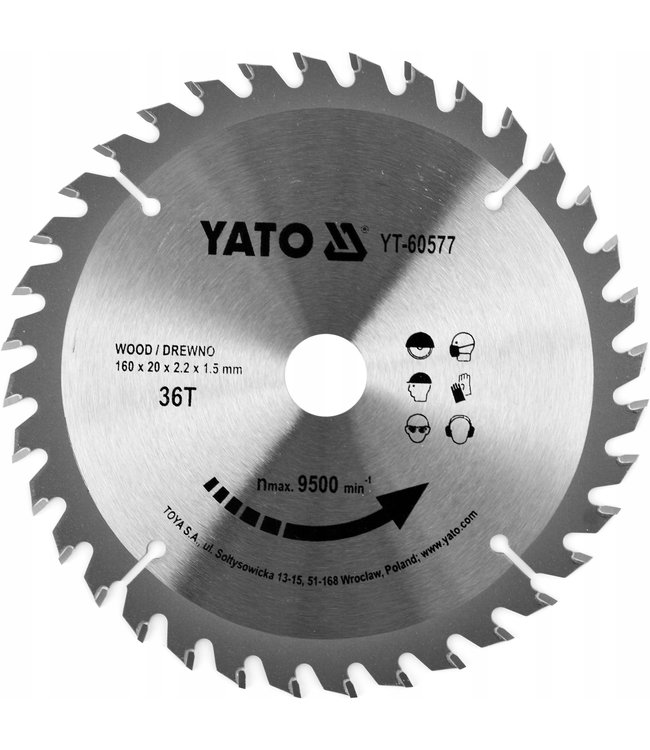 YATO Cirkelzaagblad Ø160 mm - 36 T - binnendiameter 20 mm