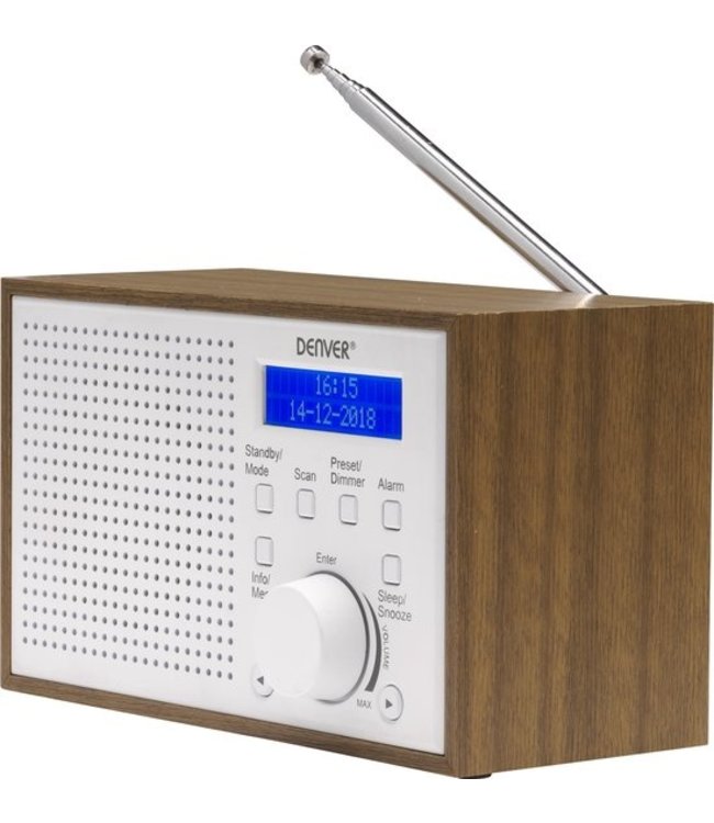 Denver DAB Radio - Retro Radio met FM en DAB+ - LCD Scherm - DAB46 - Wit