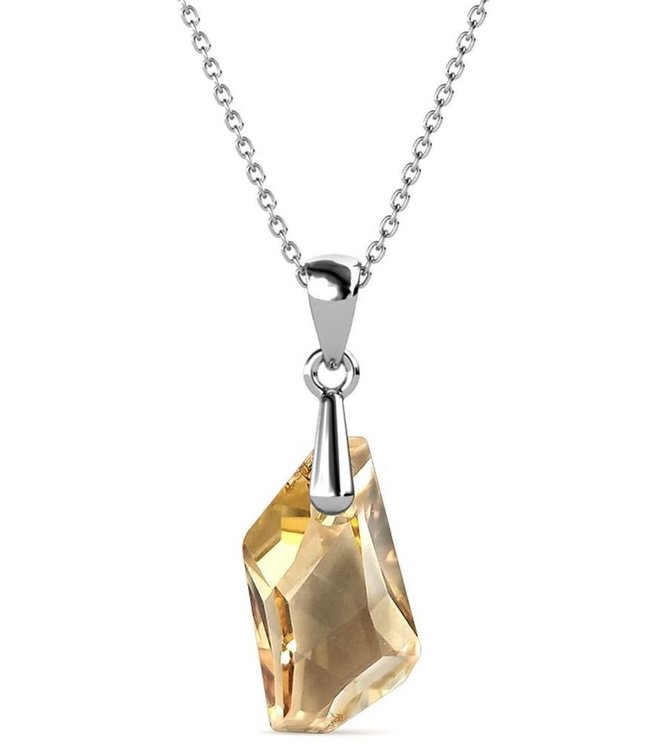 Yolora - Dames Ketting met Druppel Hanger en Kalpa Camaka Kristal - Zilver kleurig - 18K Witgoud Verguld - Exclusieve Cadeauverpakking