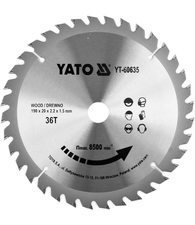 YATO Cirkelzaagblad Ø190 mm - 36T - binnendiameter 20 mm