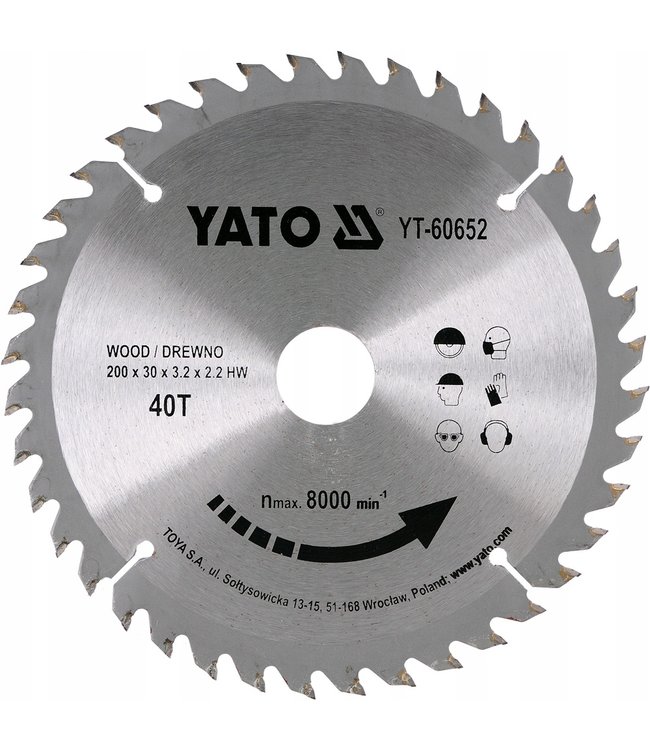 YATO Cirkelzaagblad Ø200 mm - 40T - binnendiameter 30 mm
