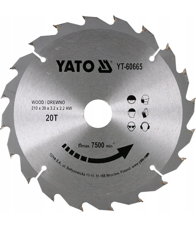 YATO Cirkelzaagblad Ø210 mm - 20T - binnendiameter 30 mm
