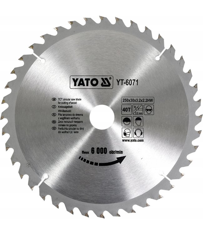 YATO Cirkelzaagblad Ø250 mm - 40T - binnendiameter 30 mm