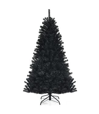 Costway Costway 180 cm Verlichte Zwarte Kerstboom MET 250 paarse LED -lichten