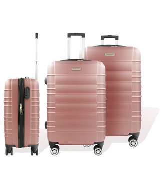 Hoffmanns Hoffmanns Kofferset 3-delig INCL Cijferslot - 76x52x30cm - Travelstar Rosé - 360 graden wielen