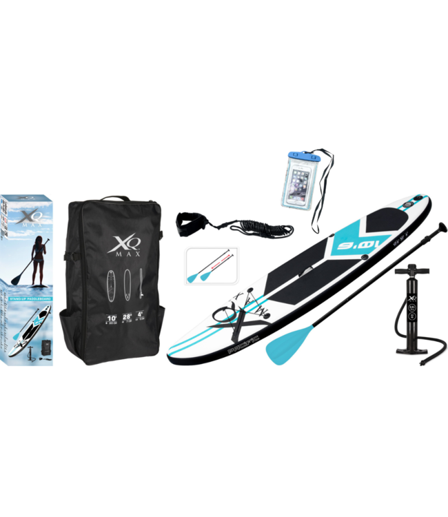 XQ Max Sup Board met GRATIS Waterproof telefoonhoesje - 320cm - Tot 150kg - Blauw - Complete set