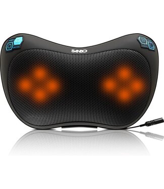 Sanbo Sanbo Draadloos Massagekussen WL20 – Zwart - Massage Apparaten – Warmte Functie met infrarood - Voor Thuis en Auto - Shiatsu - Fitness